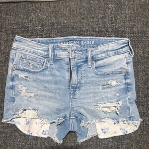 American Eagle Outfitters Light Blue Ripped Jean Shorts